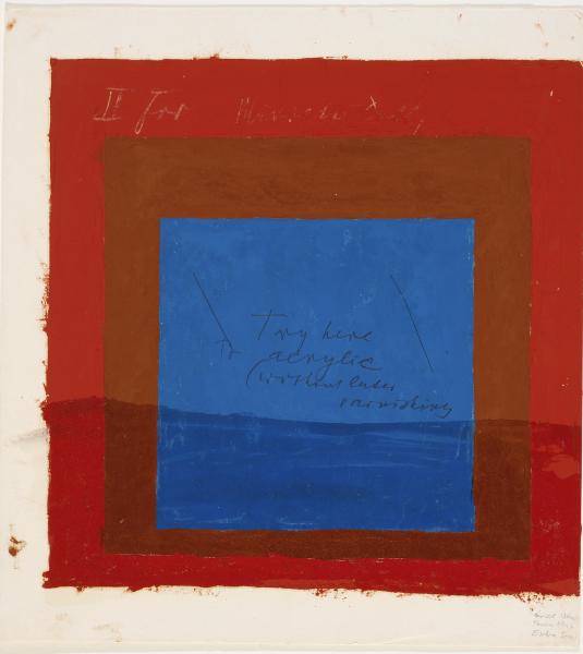 Josef Albers, Color study for a Homage to the Square, n.d., Oil and pencil on blotting paper, 13 1/8 x 12 in. (33.5 x 30.6 cm), The Josef and Anni Albers Foundation, 1976.2.75, © 2019 The Josef and Anni Albers Foundation/Artists Rights Society (ARS), New York/ProLitteris, Zurich, Photo: Tim Nighswander/Imaging4Art
