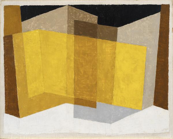 Josef Albers, Angular, 1935, Oil on composition board, 16 x 19 3/4 in. (40.6 x 50.2 cm), The Josef and Anni Albers Foundation, 2003.1.1, © 2019 The Josef and Anni Albers Foundation/Artists Rights Society (ARS), New York/ProLitteris, Zurich, Photo: Tim Nighswander/Imaging4Art
